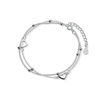 Pulseira Silver Duplo Amor Coração