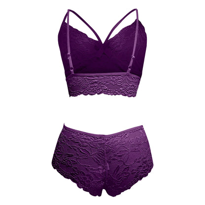 Conjunto de lingerie feminina sexy bordado floral Roupa interior erótica