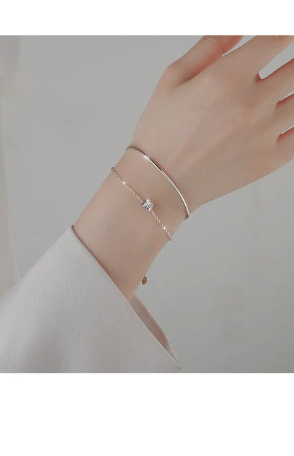 Pulseira Silver Duplo Amor Coração