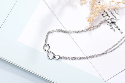 Pulseira Silver Duplo Amor Coração