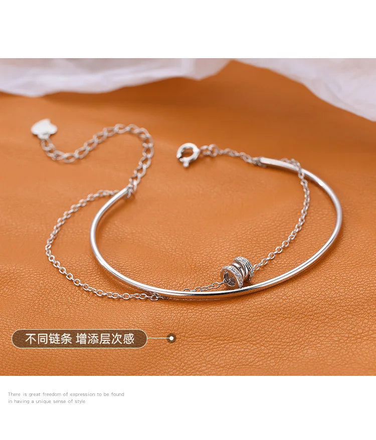 Pulseira Silver Duplo Amor Coração