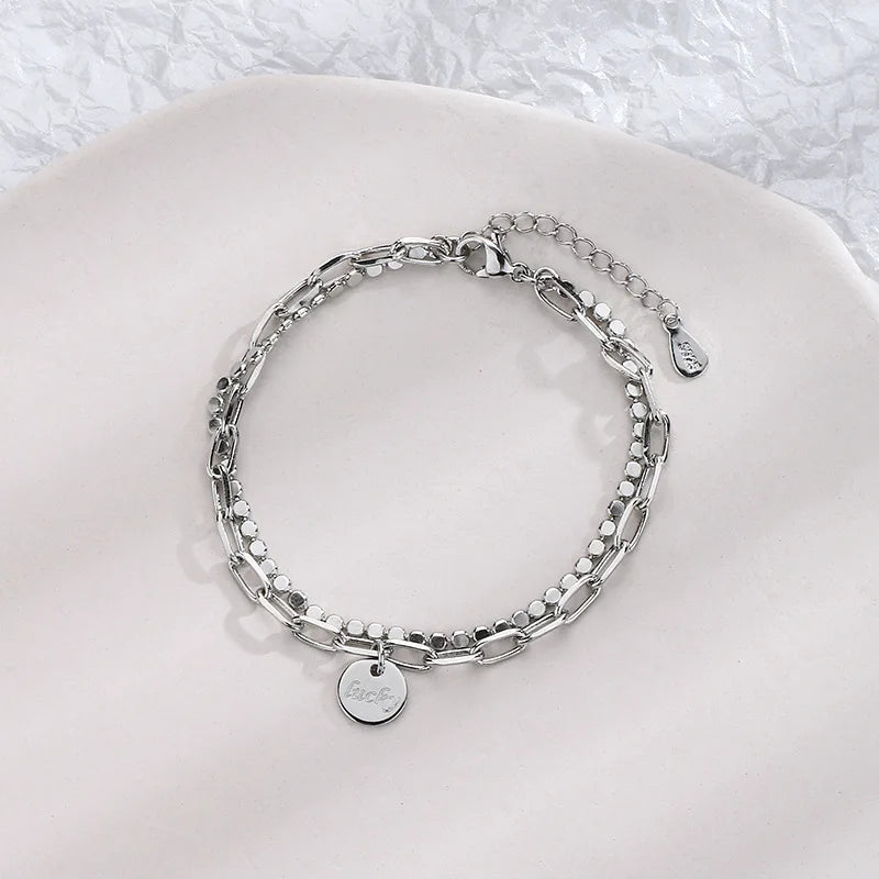 Pulseira Silver Duplo Amor Coração