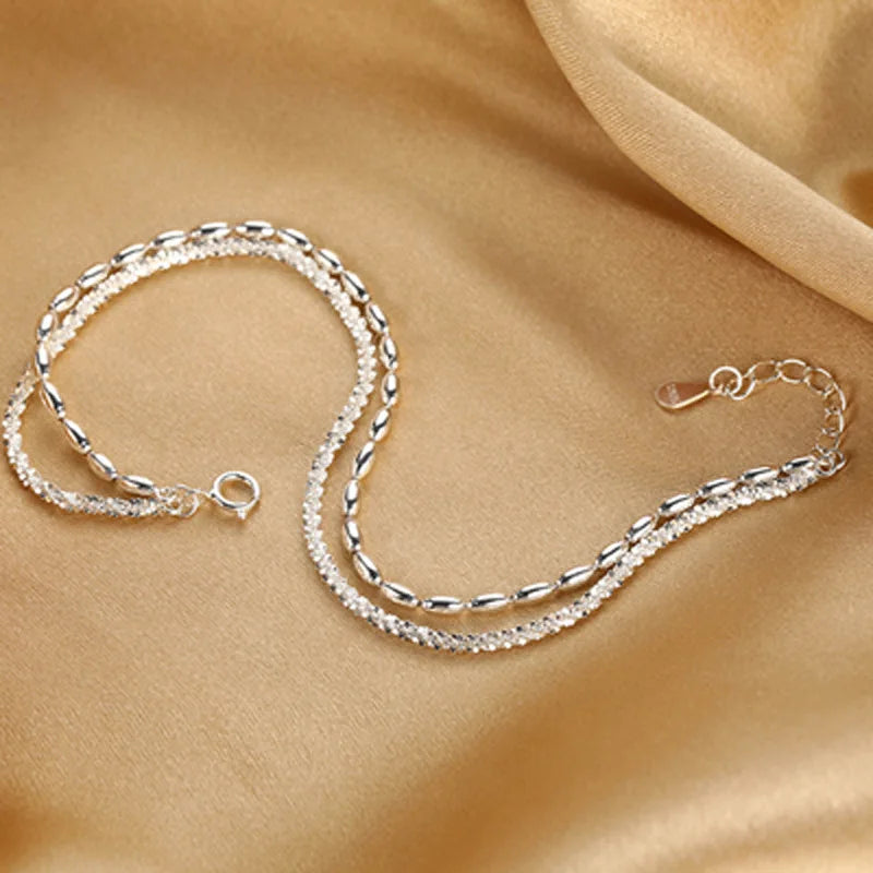 Pulseira Silver Duplo Amor Coração