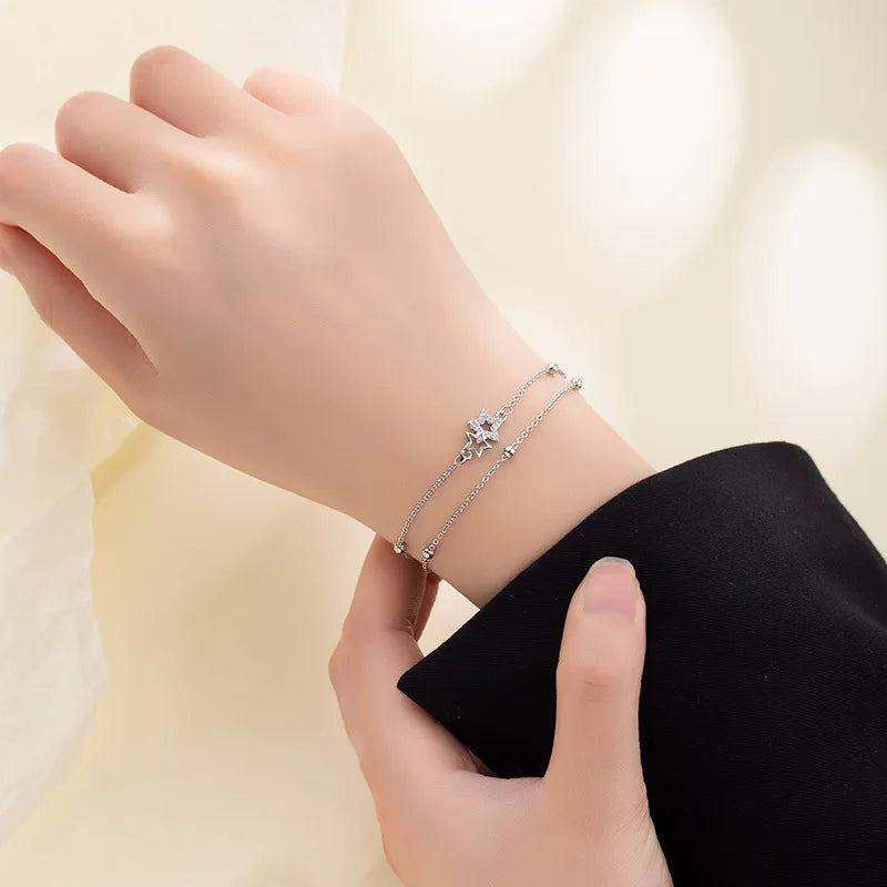 Pulseira Silver Duplo Amor Coração