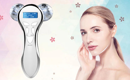 4D EMS Massageador Facial Rolo Microcorrente Dispositivo Facial Vibração