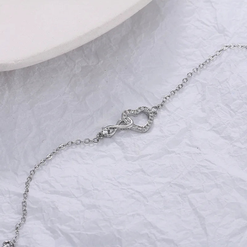 Pulseira Silver Duplo Amor Coração