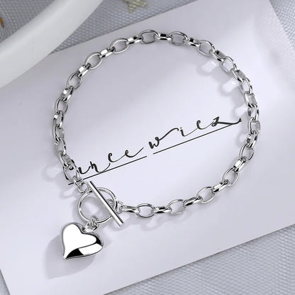 Pulseira Silver Duplo Amor Coração