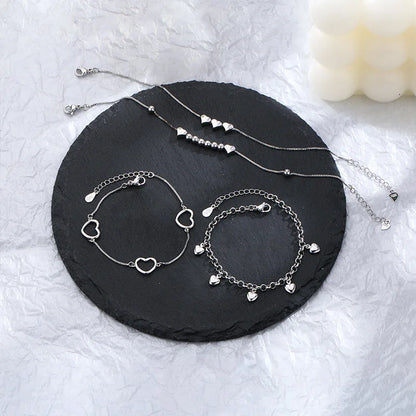 Pulseira Silver Duplo Amor Coração