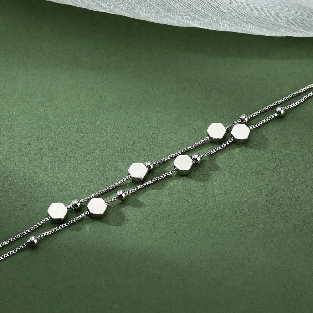 Pulseira Silver Duplo Amor Coração