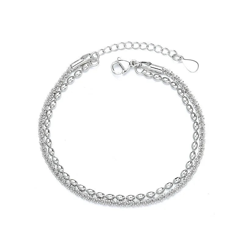 Pulseira Silver Duplo Amor Coração