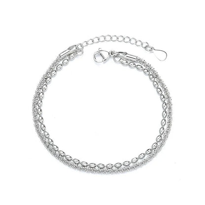 Pulseira Silver Duplo Amor Coração