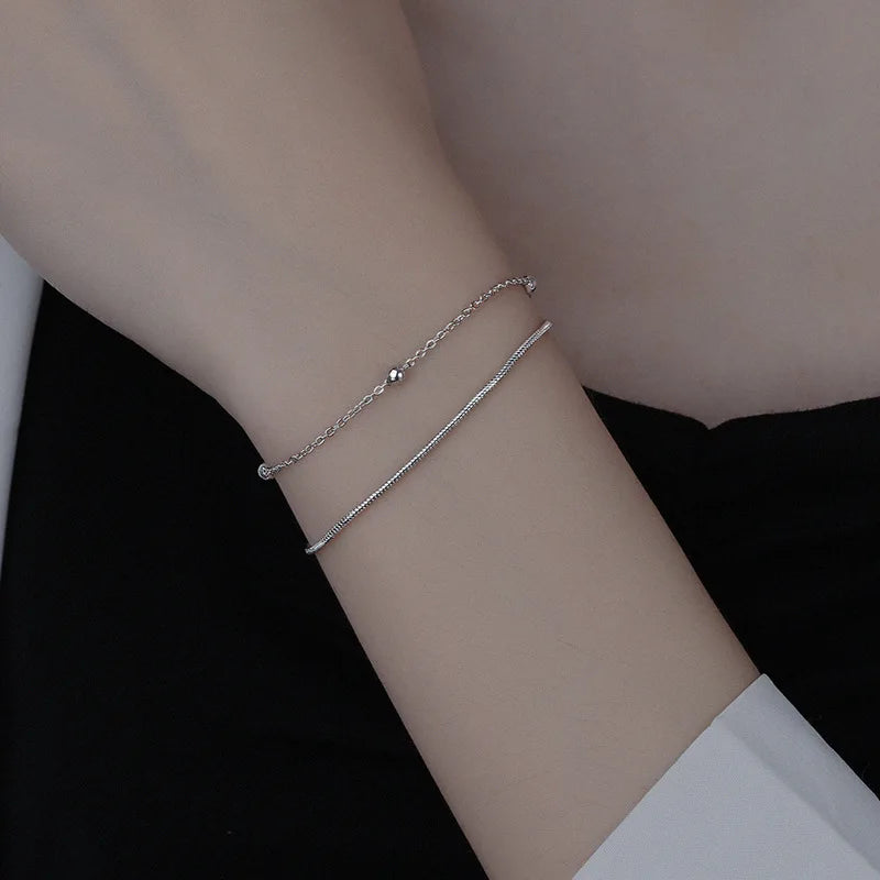 Pulseira Silver Duplo Amor Coração