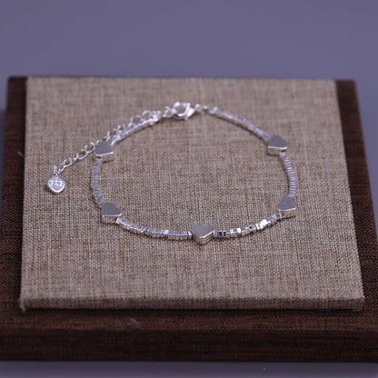 Pulseira Silver Duplo Amor Coração