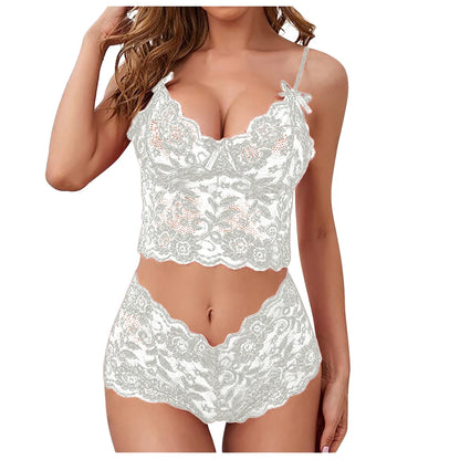 Conjunto de lingerie feminina sexy bordado floral Roupa interior erótica