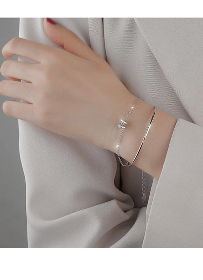 Pulseira Silver Duplo Amor Coração