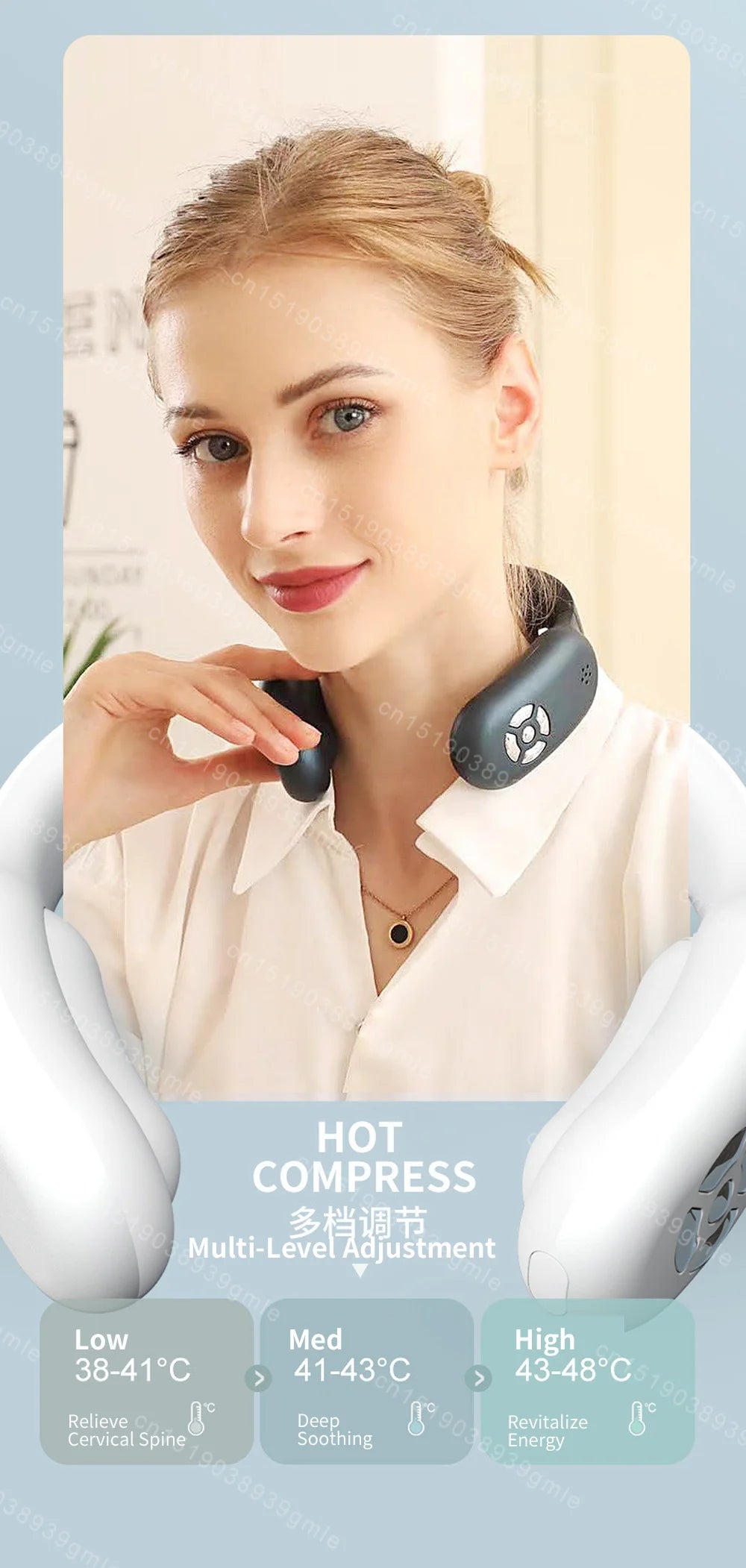 Massageador de pescoço de pulso de dezenas Controle remoto Vibração aquecida