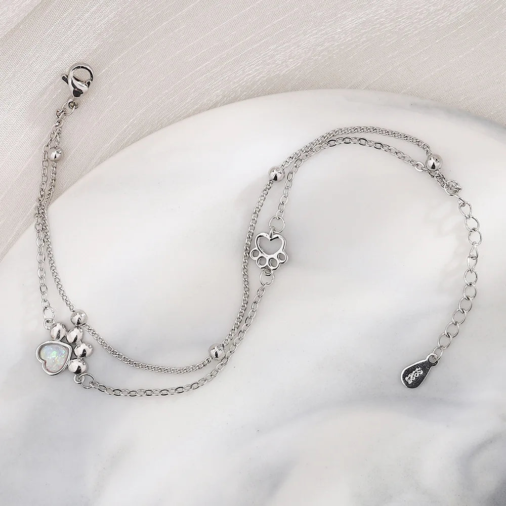 Pulseira Silver Duplo Amor Coração