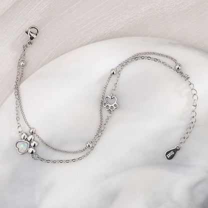 Pulseira Silver Duplo Amor Coração