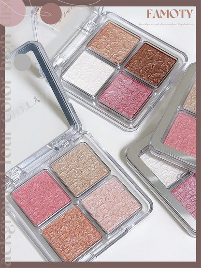 4 Cores Diamante Iluminador Paleta de Pó Glitter Contorno Facial Iluminar Maquiagem