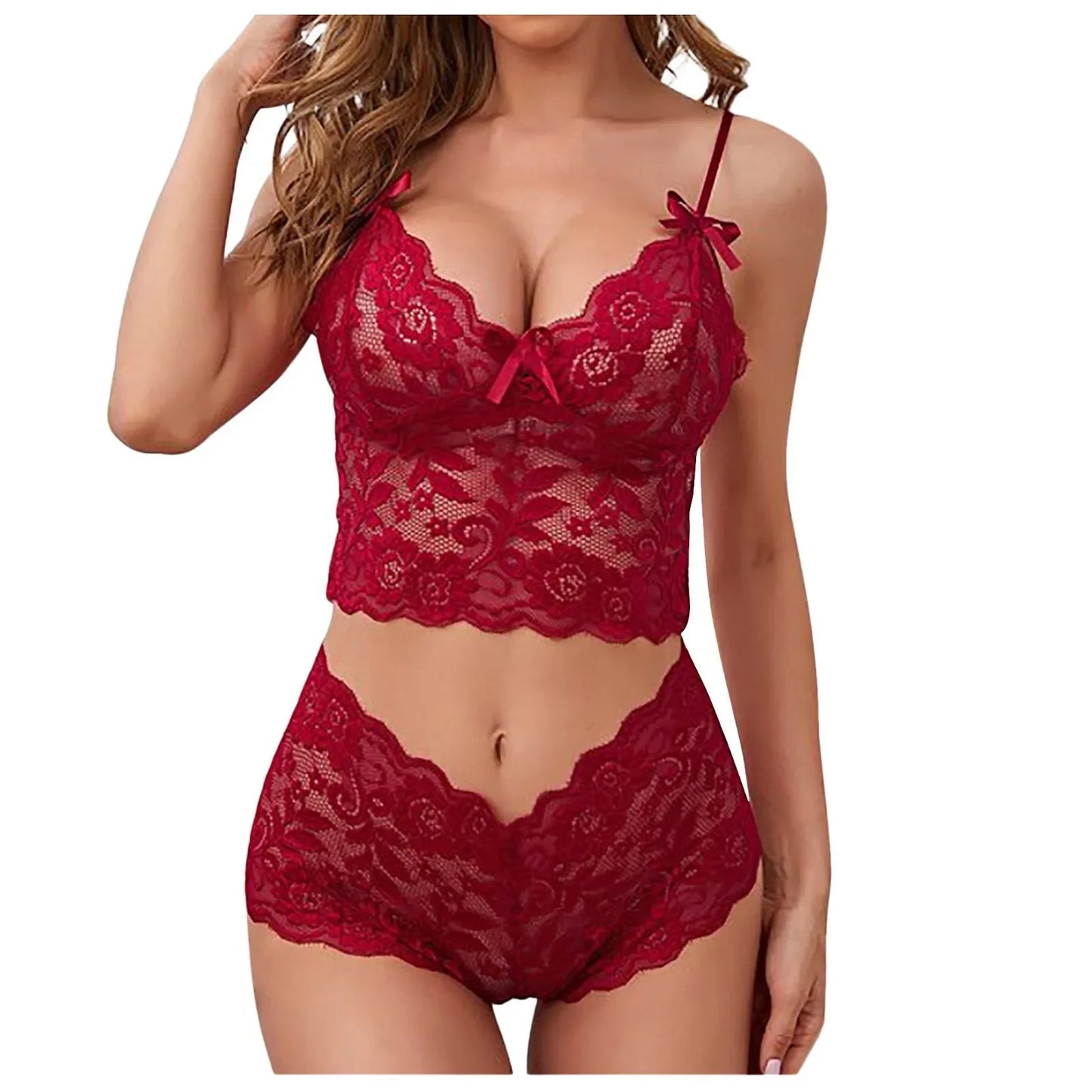 Conjunto de lingerie feminina sexy bordado floral Roupa interior erótica