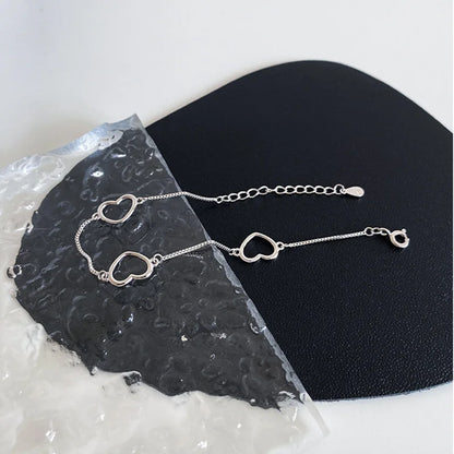 Pulseira Silver Duplo Amor Coração