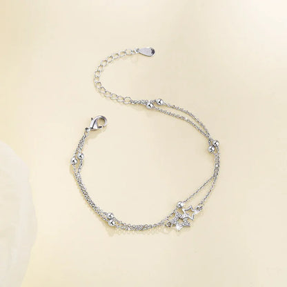 Pulseira Silver Duplo Amor Coração