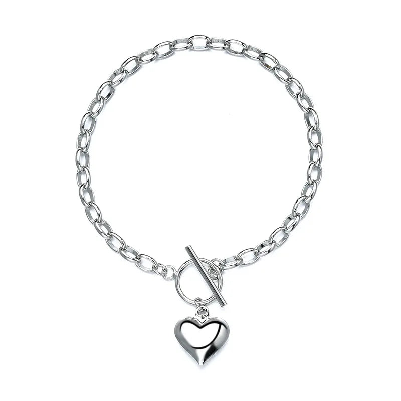 Pulseira Silver Duplo Amor Coração