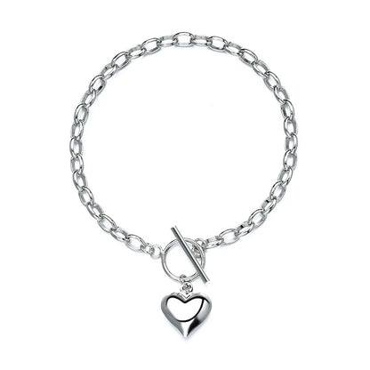 Pulseira Silver Duplo Amor Coração