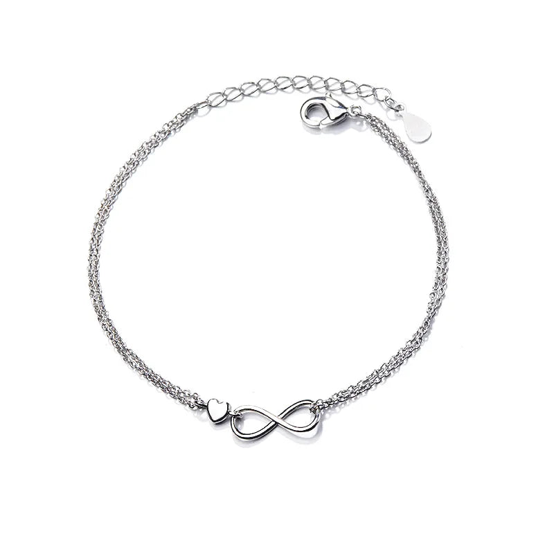 Pulseira Silver Duplo Amor Coração