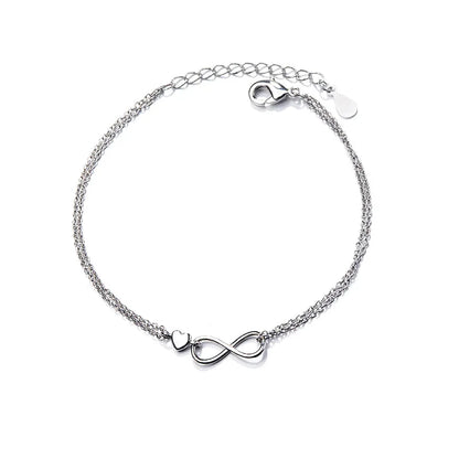 Pulseira Silver Duplo Amor Coração