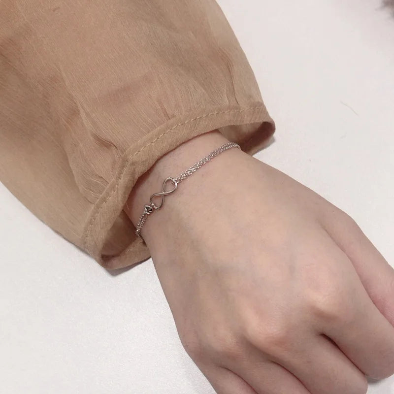 Pulseira Silver Duplo Amor Coração