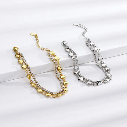 Pulseira Silver Duplo Amor Coração