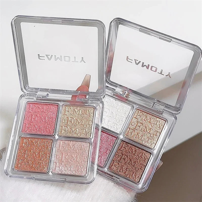 4 Cores Diamante Iluminador Paleta de Pó Glitter Contorno Facial Iluminar Maquiagem