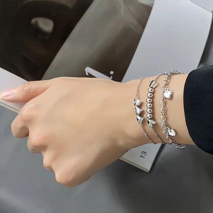 Pulseira Silver Duplo Amor Coração