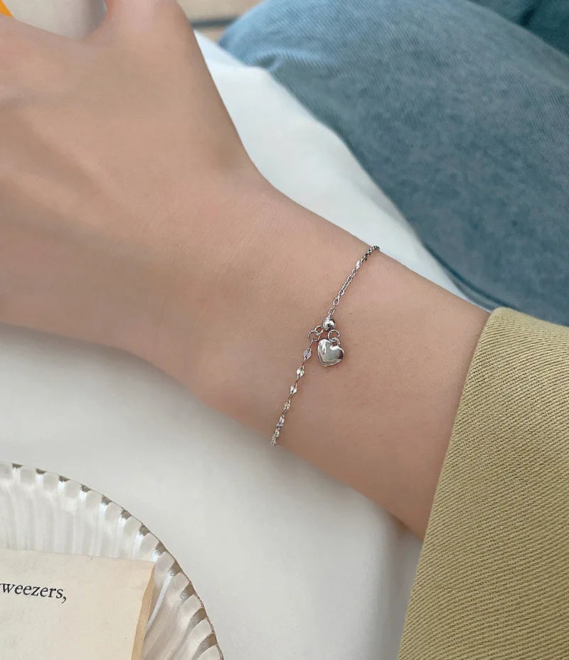 Pulseira Silver Duplo Amor Coração