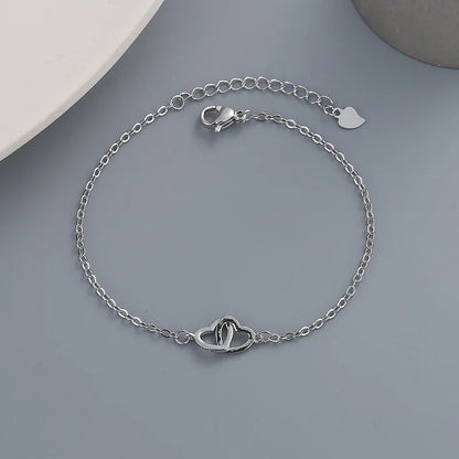 Pulseira Silver Duplo Amor Coração