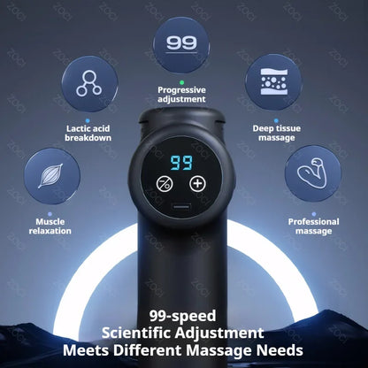 Mini 99 Níveis Fascia Gun Handheld Portable Massage Gun Vibração Display