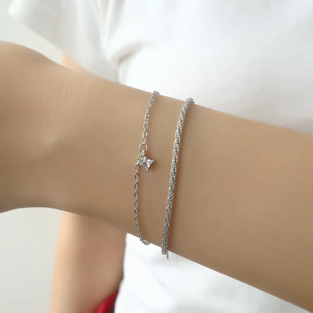 Pulseira Silver Duplo Amor Coração