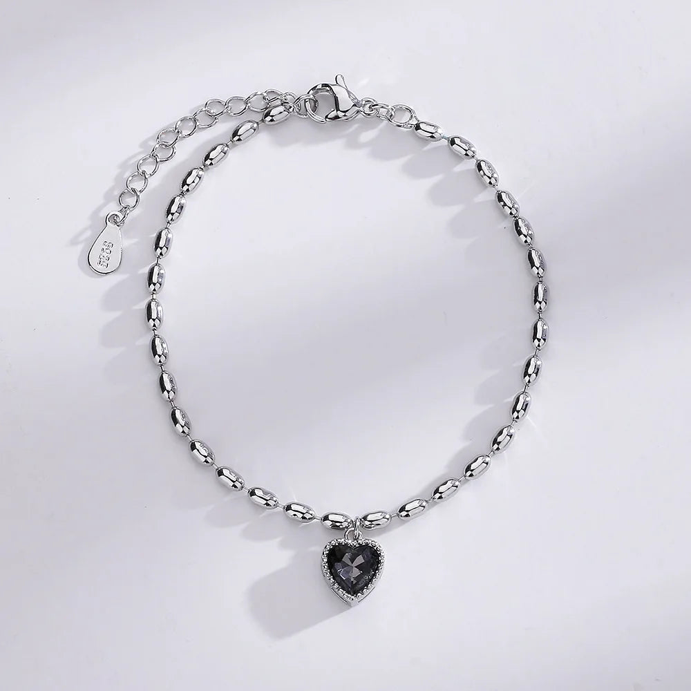 Pulseira Silver Duplo Amor Coração