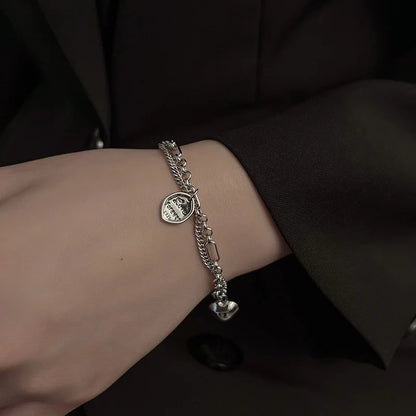 Pulseira Silver Duplo Amor Coração