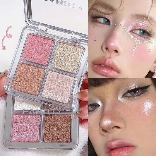 4 Cores Diamante Iluminador Paleta de Pó Glitter Contorno Facial Iluminar Maquiagem