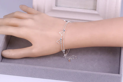 Pulseira Silver Duplo Amor Coração