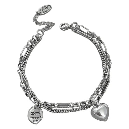 Pulseira Silver Duplo Amor Coração