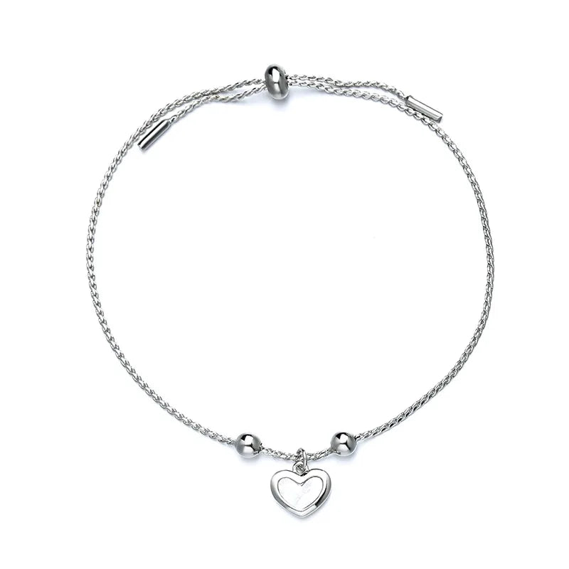 Pulseira Silver Duplo Amor Coração