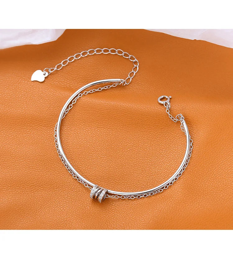 Pulseira Silver Duplo Amor Coração