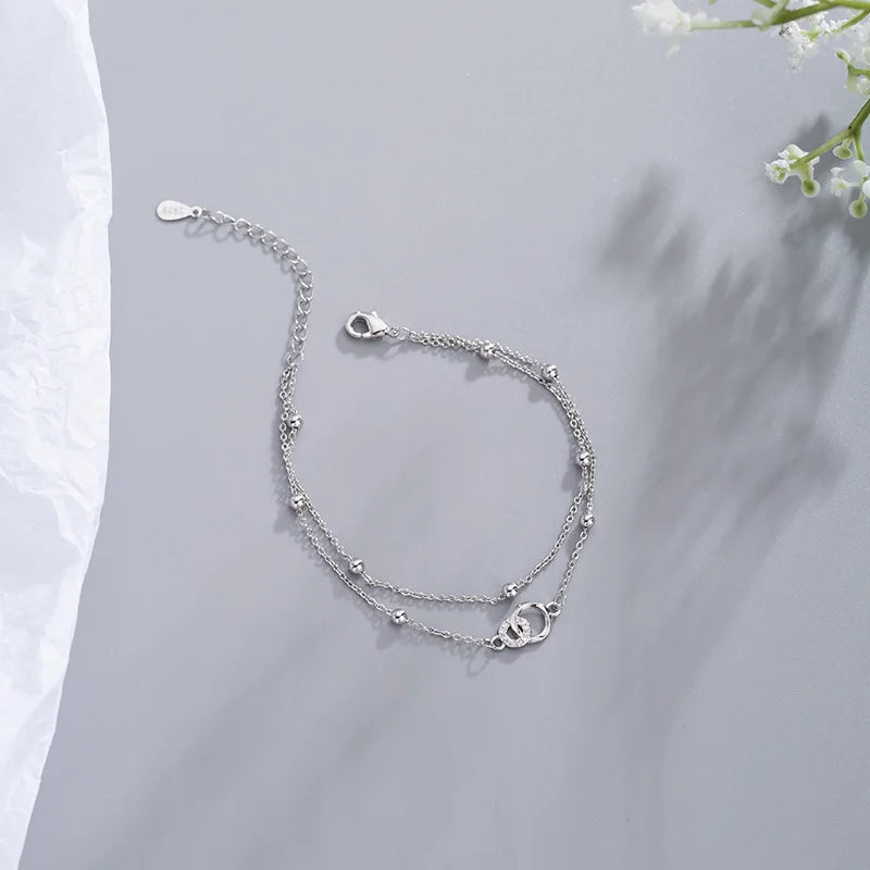 Pulseira Silver Duplo Amor Coração