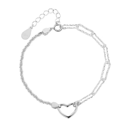 Pulseira Silver Duplo Amor Coração