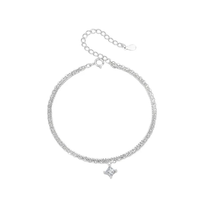 Pulseira Silver Duplo Amor Coração