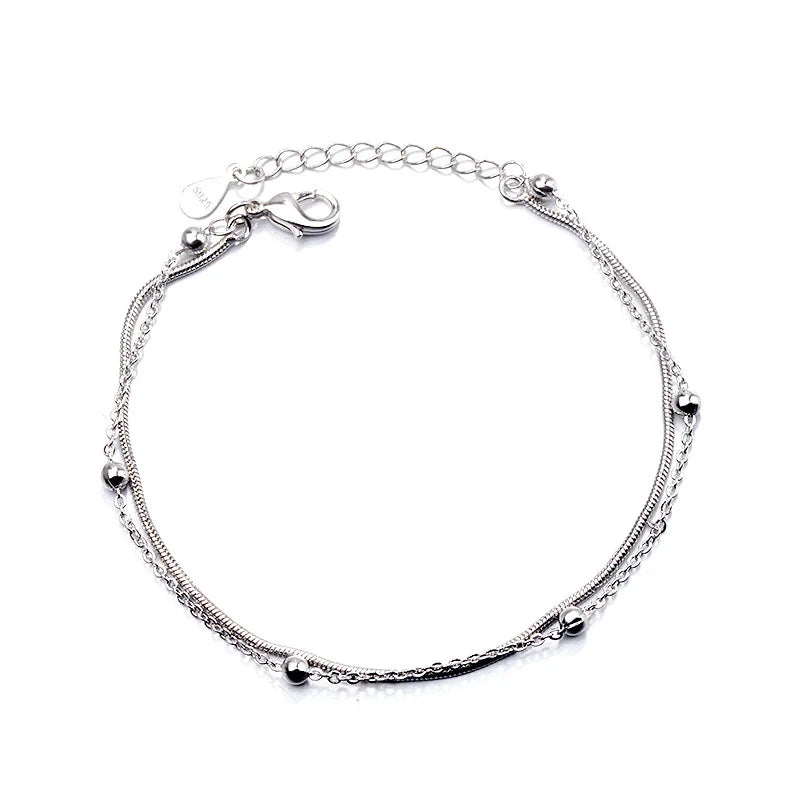 Pulseira Silver Duplo Amor Coração