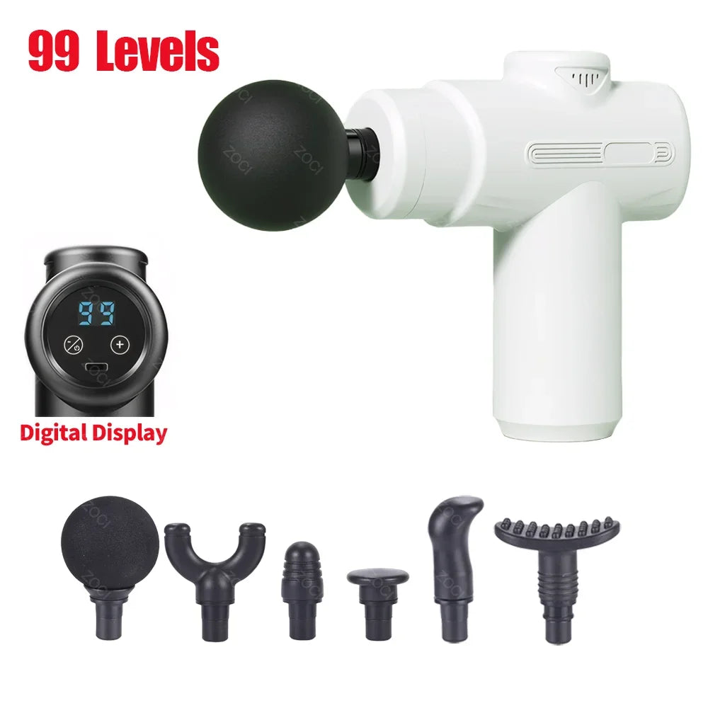 Mini 99 Níveis Fascia Gun Handheld Portable Massage Gun Vibração Display